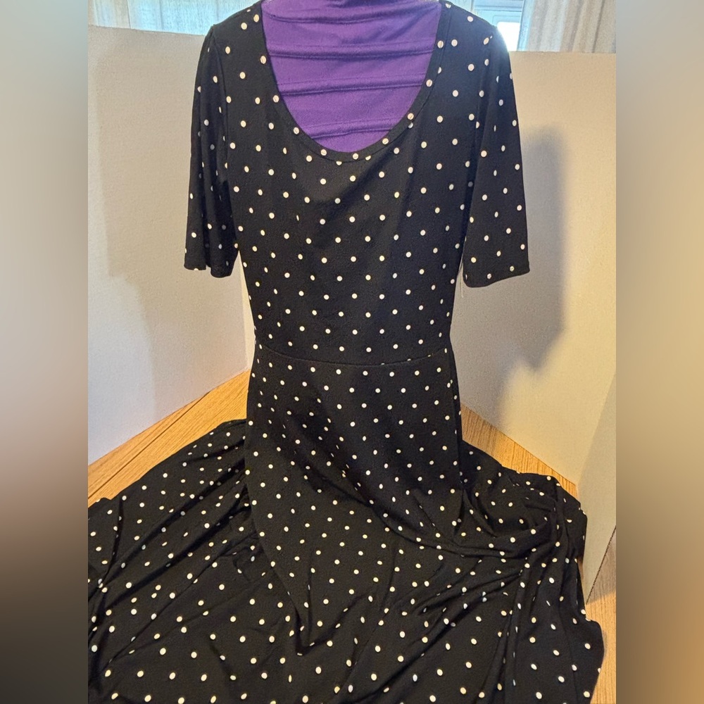 LuLaRoe Black and White Polka Dot Ana  Maxi Dress